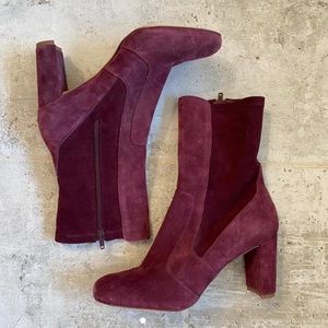 SPLENDID purple suede block heel calf height boot